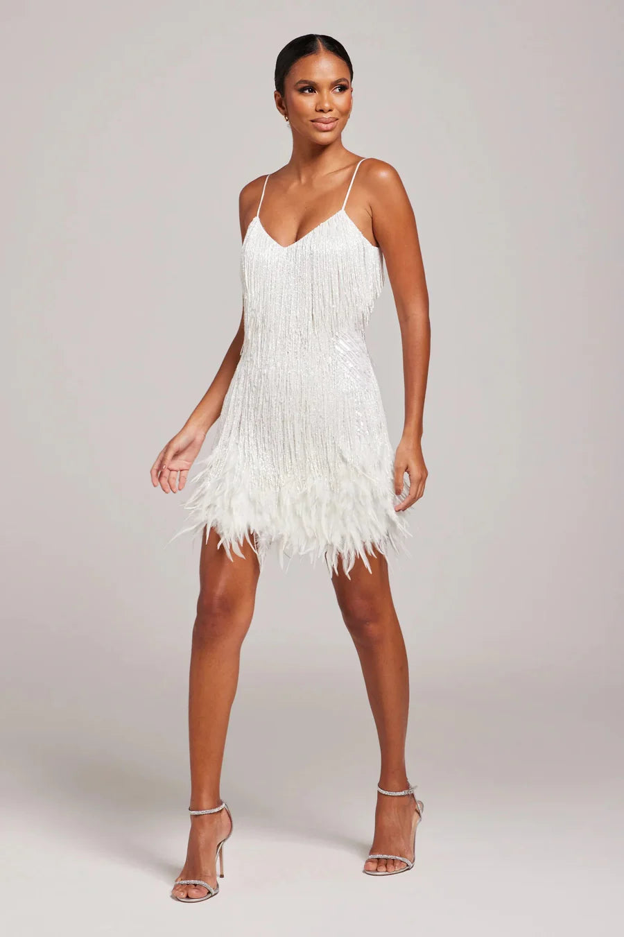 VESTIDO MARYLIN FLECOS/PLUMAS