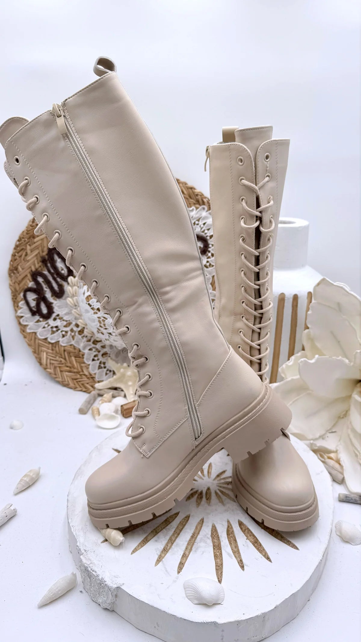 BOTAS MUJER MILITAR BEIGE