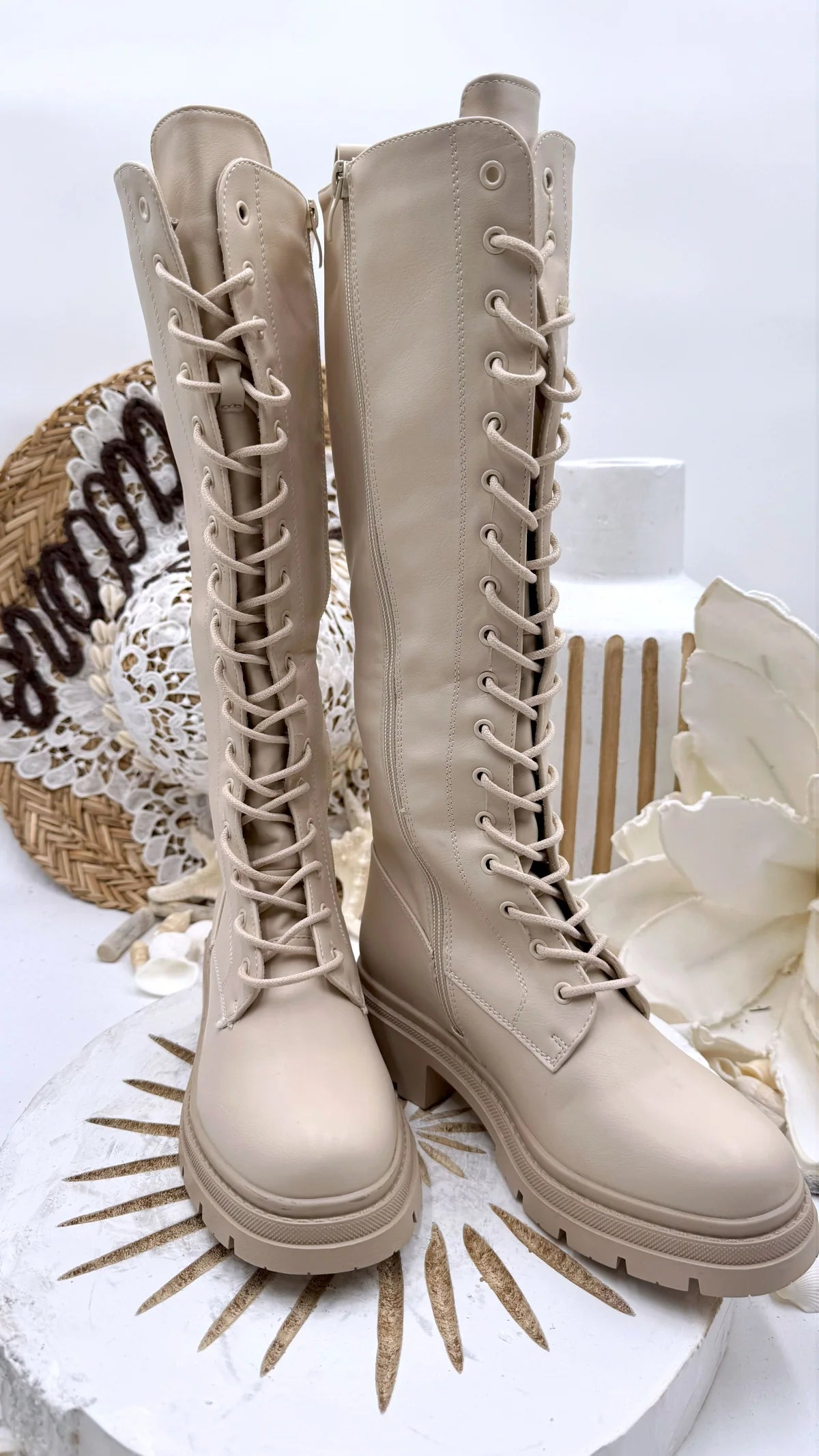 BOTAS MUJER MILITAR BEIGE