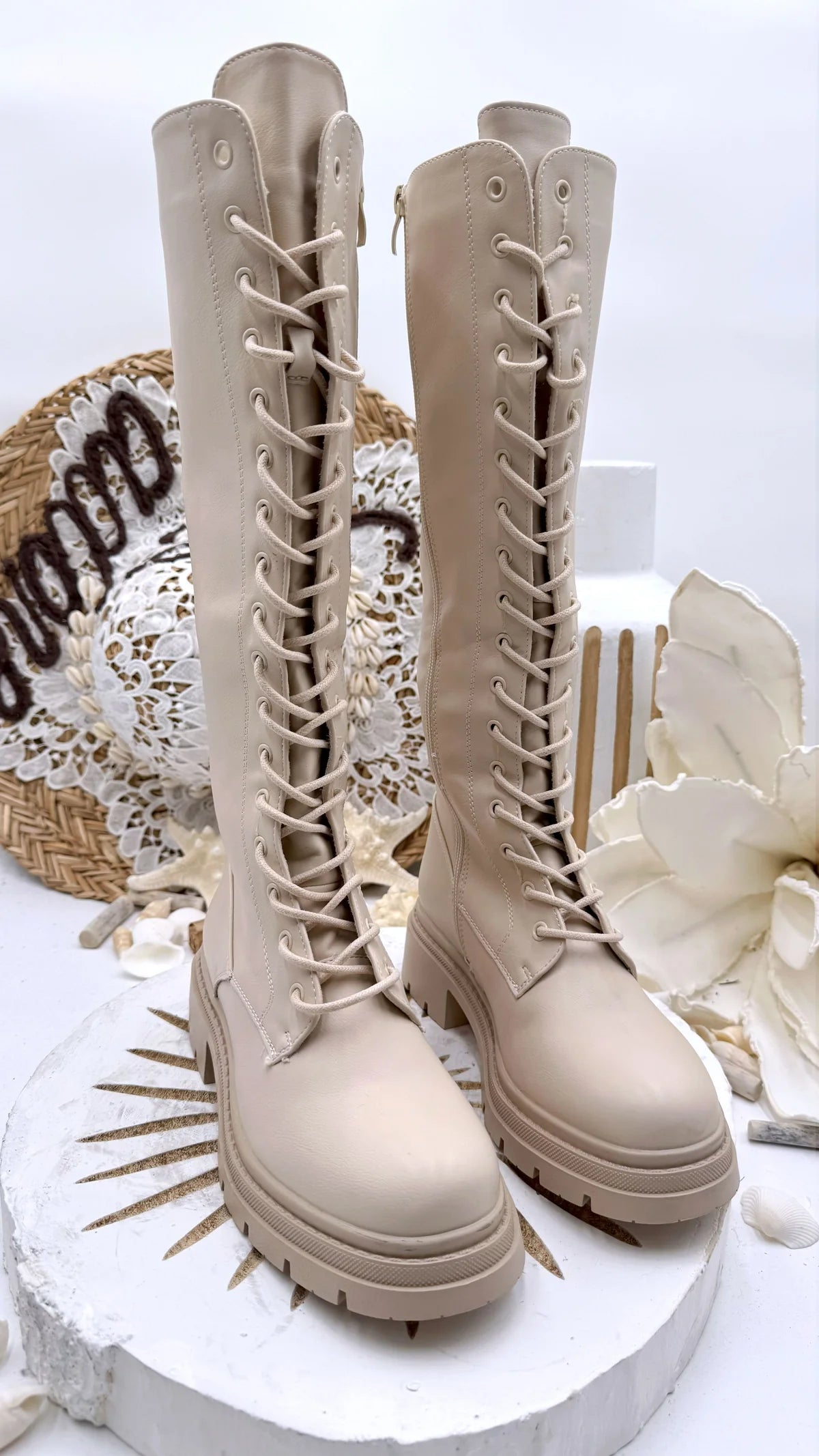 BOTAS MUJER MILITAR BEIGE