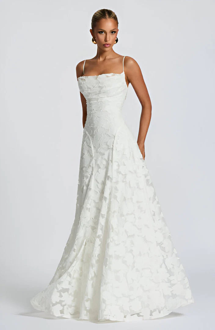 Vestido Maxi de Corset con Encaje Floral