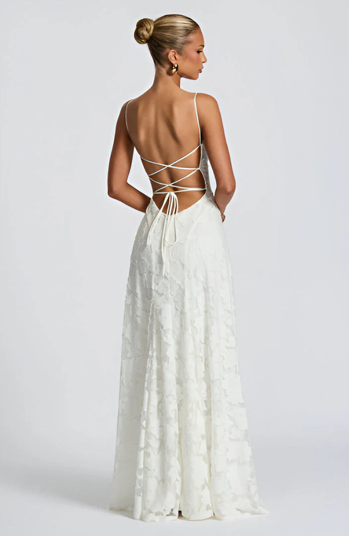Vestido Maxi de Corset con Encaje Floral