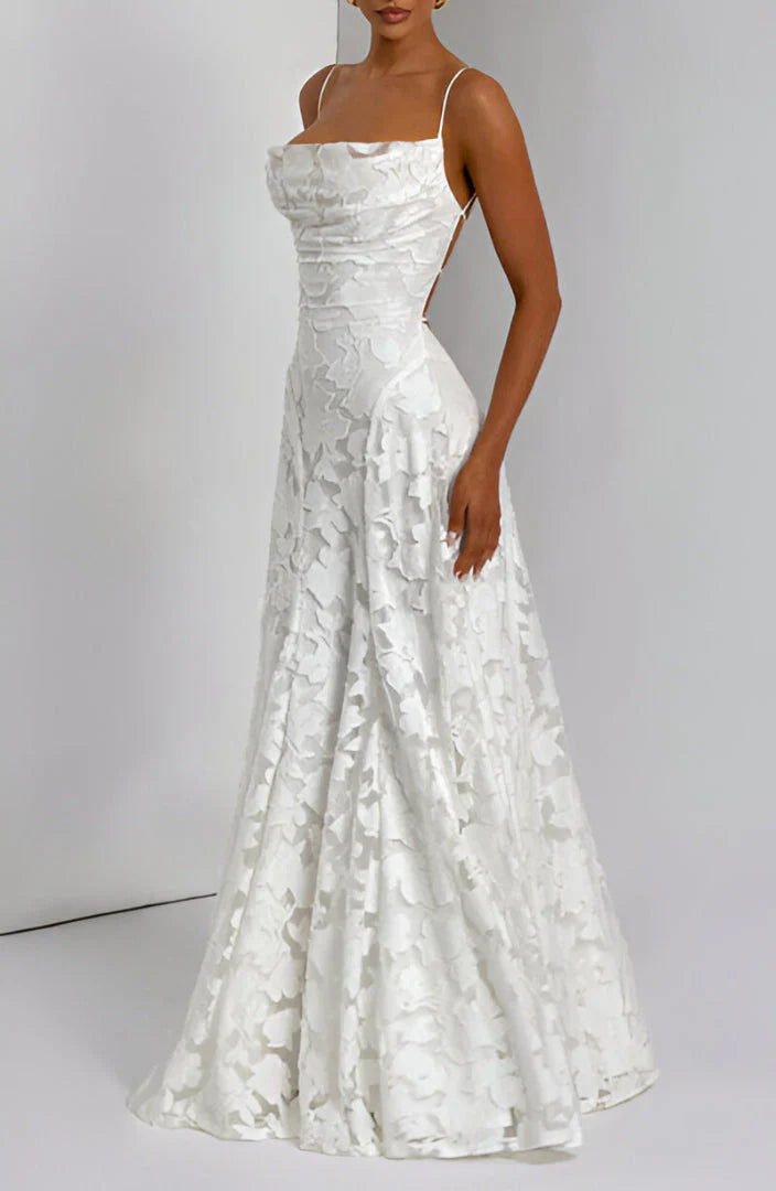 Vestido Maxi de Corset con Encaje Floral