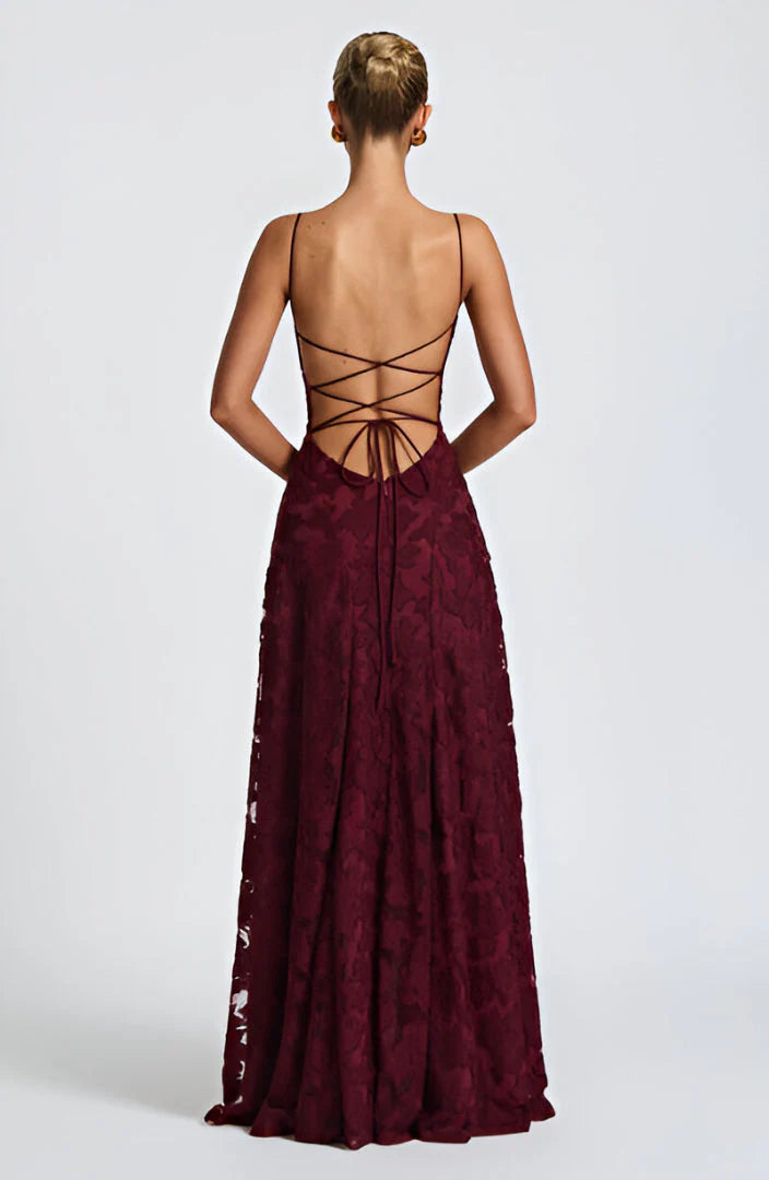 Vestido Maxi de Corset con Encaje Floral