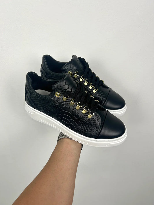 ZAPATOS PIEL SERPIENTE EVILLA ORO