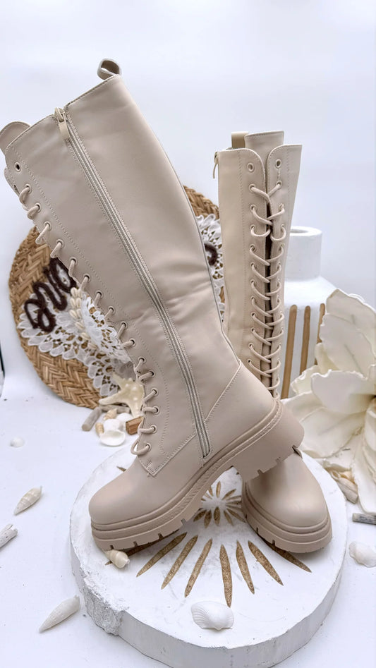 BOTAS MUJER MILITAR BEIGE