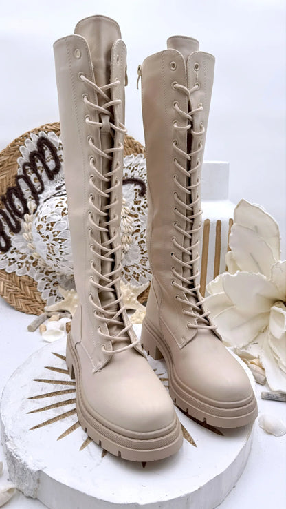 BOTAS MUJER MILITAR BEIGE