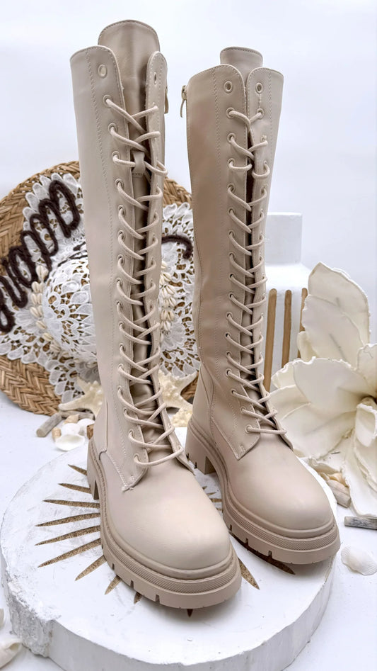 BOTAS MUJER MILITAR BEIGE