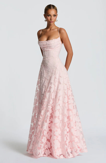 Vestido Maxi de Corset con Encaje  Floral