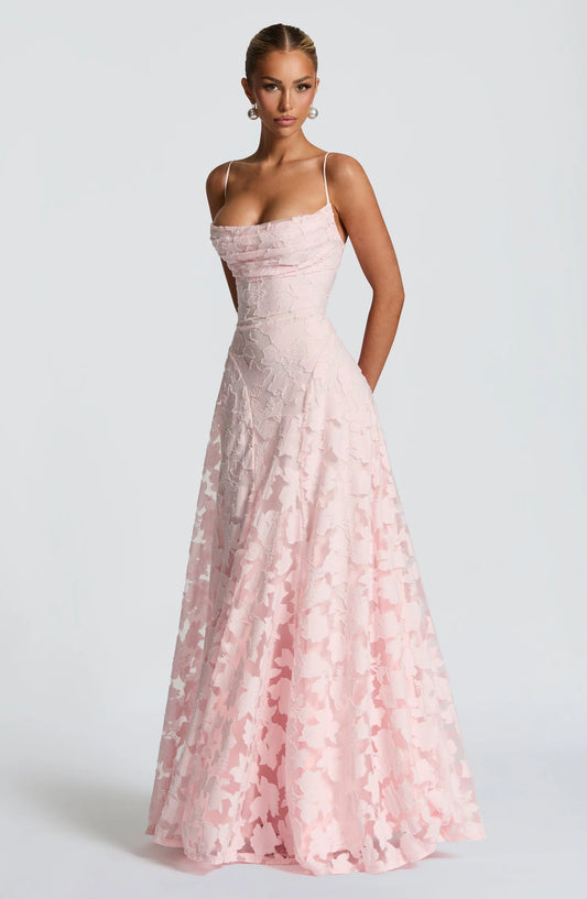 Vestido Maxi de Corset con Encaje  Floral